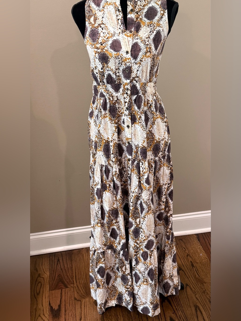 Women’s Anthropologie MAEVE snake print tiered maxi dress- Size 6 - Picture 6 of 12